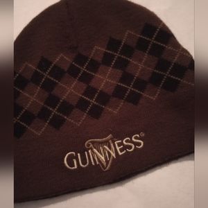Guinness Beer Brown Striped knit striped/argyle reversible beanie